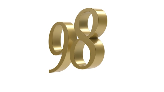 98 nombre d'or chiffre métal rendu 3d illustration