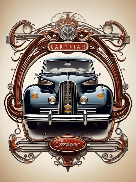 Photo a_classic_vintage_car_logo_with_intricate_detai_