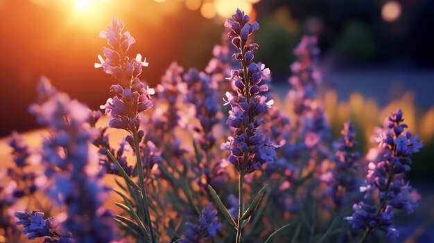 a_lavender_flowers_at_sunset_in_the_style_of_dreamy