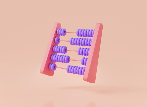 Abacus 3d avec des perles colorées Apprentissage traditionnel Comptage Math dispositif calculer pour les enfants apprendre à compter jouet abaque comptage nombre concept d'enseignement des mathématiques icône 3d illustration de rendu