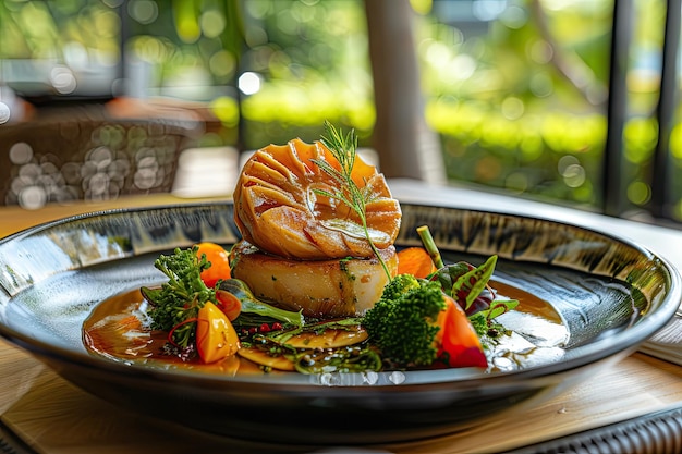 Abalone cuit dans un restaurant de luxe Couper des coquillages Abalone australien dans une sauce