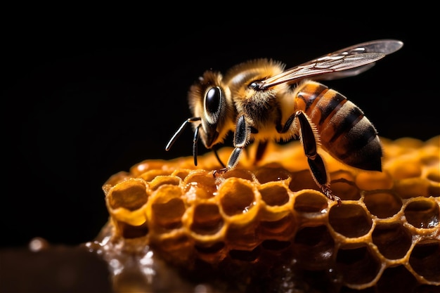 Abeille sur le contenu généré par l'IA en nid d'abeille