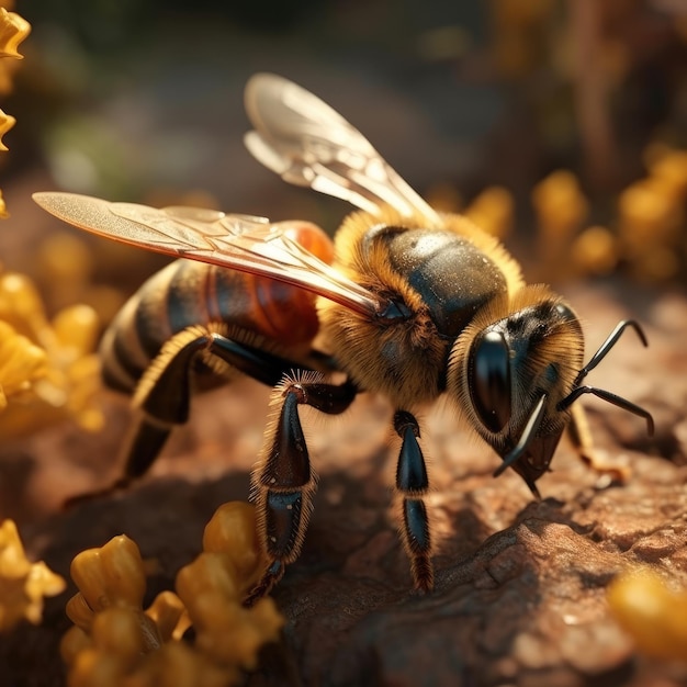 Abeille dans l'IA générative de l'habitat naturel