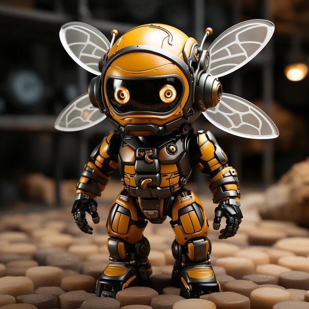 Une abeille de dessin animé robot 3D