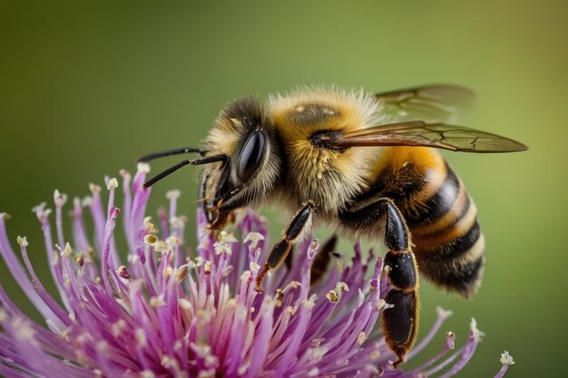Photo une abeille détaillée sur une fleur jaune