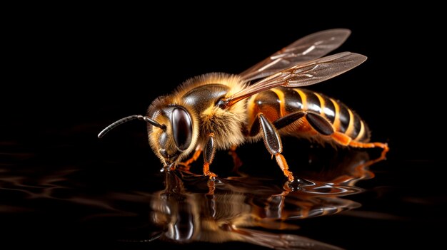 L'abeille sur l'eau l'abeille macro IA générative