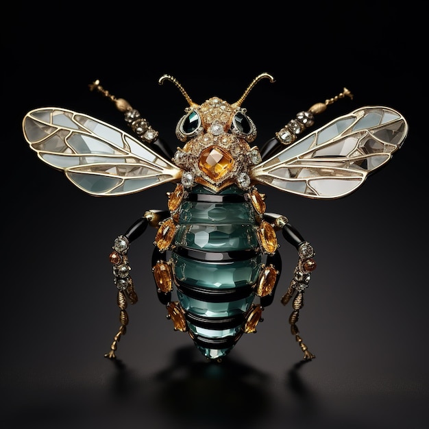 Une abeille faite de belles pierres précieuses Illustration d'insecte AI générative