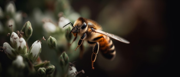 Abeille sur une fleur AI générative