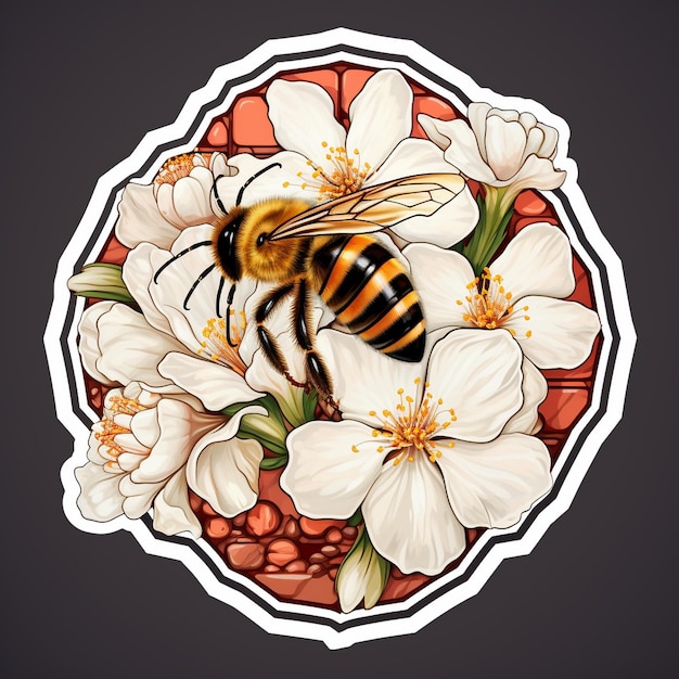 Photo une abeille avec une fleur au milieu