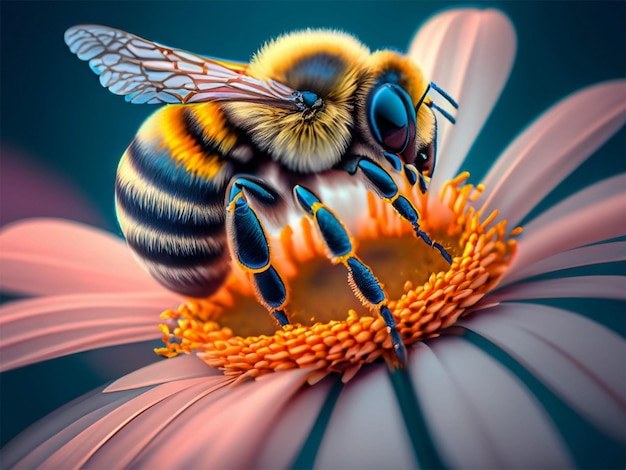 Une abeille sur une fleur colorée