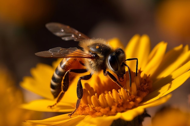 une abeille sur une fleur jaune