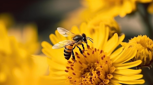 une abeille sur une fleur jaune