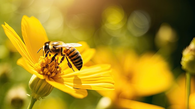 une abeille sur une fleur jaune