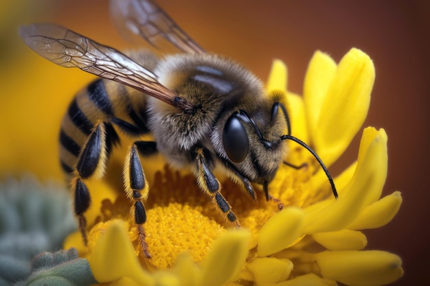 une abeille sur une fleur jaune