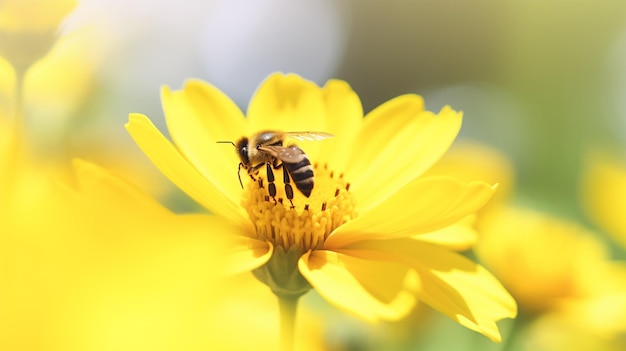 une abeille sur une fleur jaune