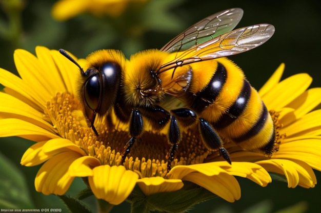 Une abeille sur une fleur jaune