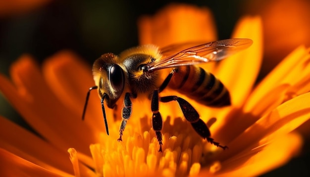 abeille sur une fleur d'oranger abeille sur une fleur