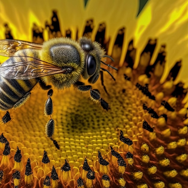 Abeille sur la fleur de tournesol