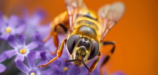 Une abeille sur une fleur violette