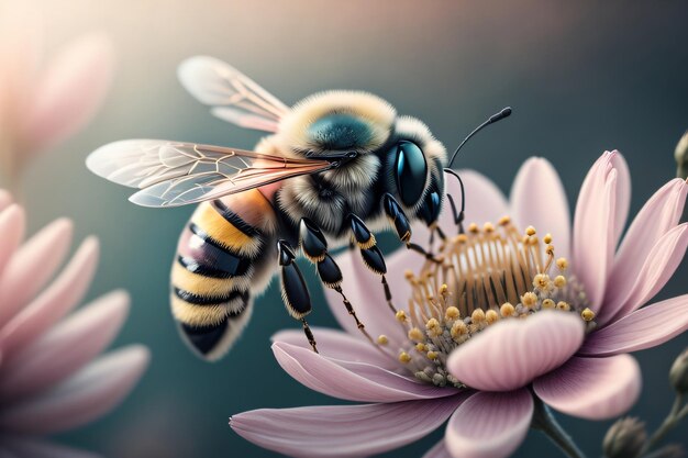 une abeille sur une fleur