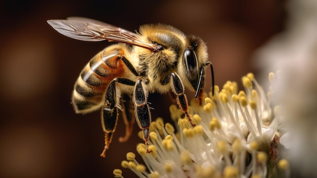 une abeille sur une fleur