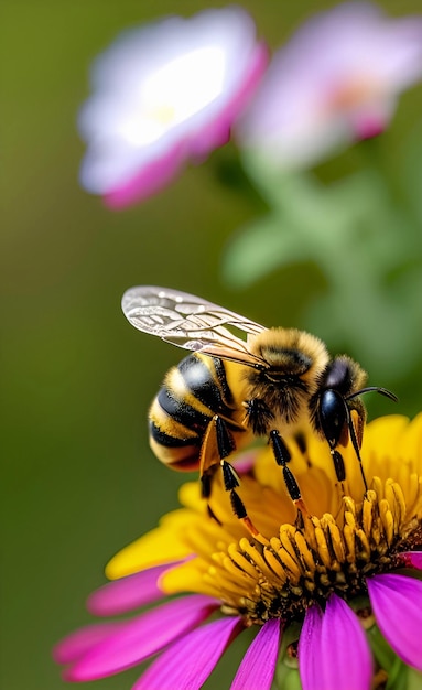 une abeille sur une fleur