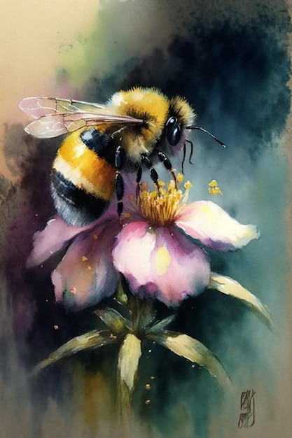 une abeille sur une fleur