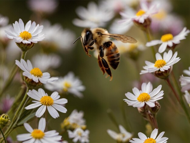 Une abeille sur des fleurs sauvages