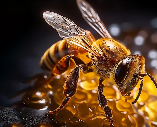 Une abeille en gros plan