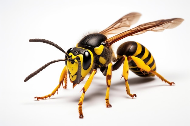 Une abeille isolée sur fond blanc