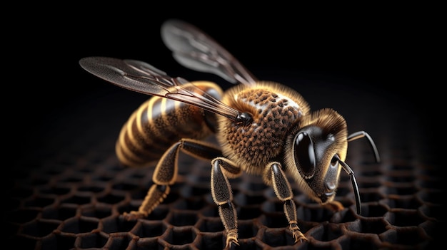 Abeille sur les nids d'abeilles Gros plan d'une ai beegenererative