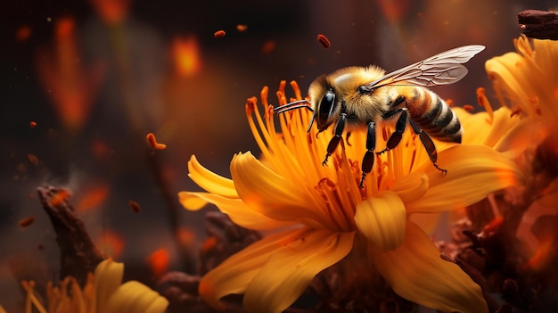 L'abeille pollinisatrice est à l'œuvre