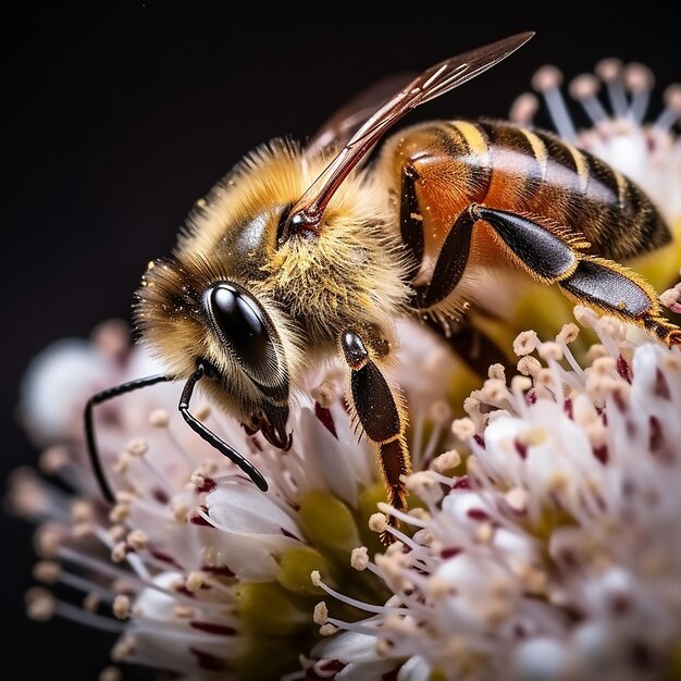 Photo une abeille pollinise une fleur