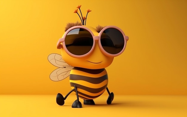 Une abeille portant des lunettes de soleil et des lunettes de soleil roses
