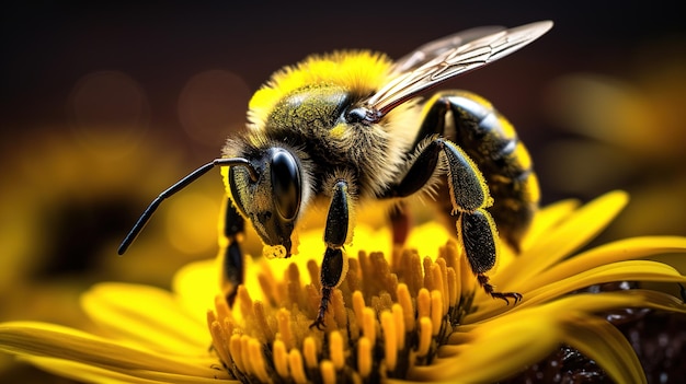 Une abeille qui prend du nectar d'une fleur