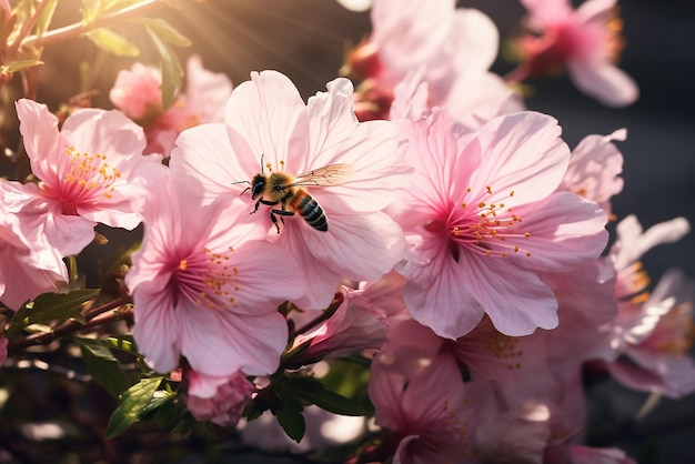 Une abeille qui recueille du nectar