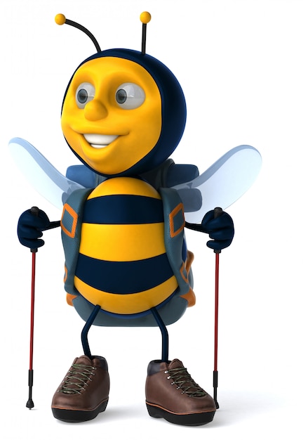 Abeille de routard amusant - Illustration 3D