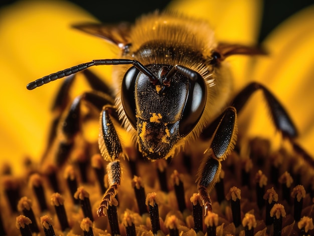 Une abeille sur un tournesol
