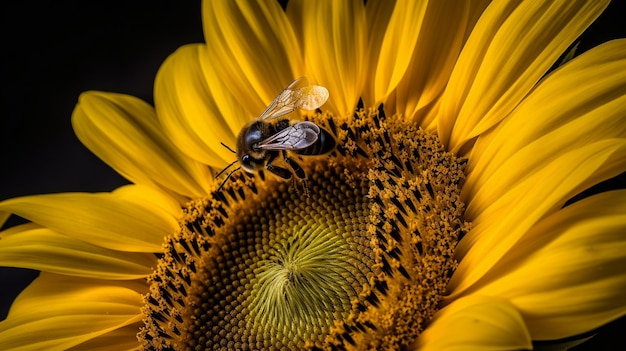 Une abeille sur un tournesol