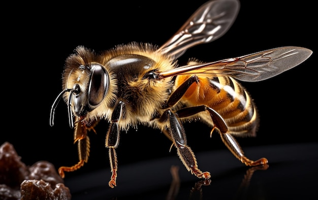L'abeille volant sur un fond isolé AI générative
