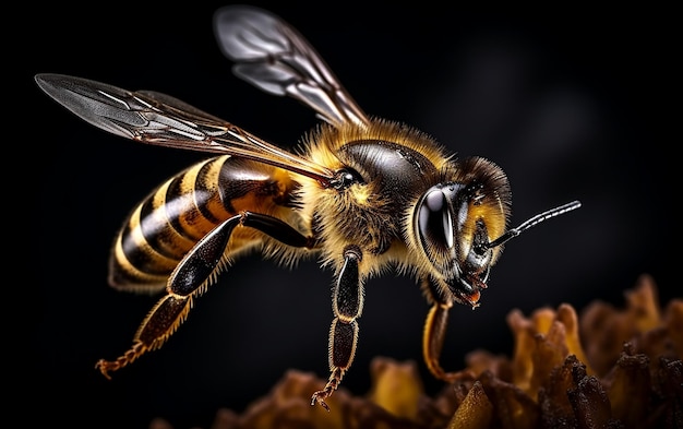 L'abeille volant sur un fond isolé AI générative