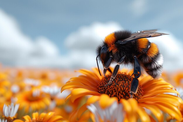 Photo les abeilles pollinisatrices sont des tapis peints en hd 8k.