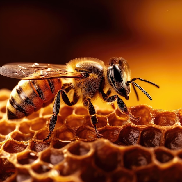 Photo les abeilles et la production de miel de près