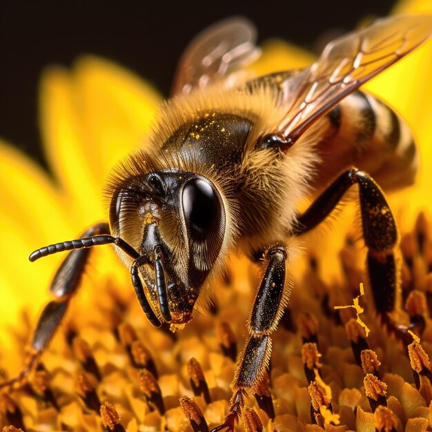 Photo les abeilles et la production de miel de près