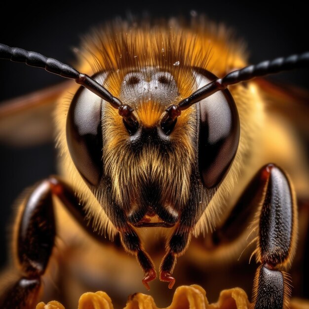 Photo les abeilles et la production de miel de près