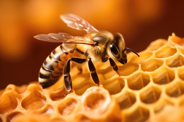 Photo les abeilles et la production de miel de près