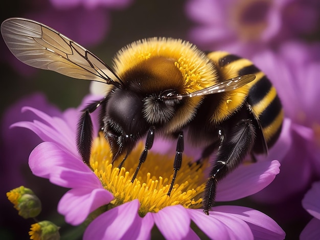 Les abeilles sucent des fleurs.