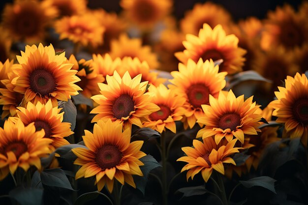 Les abeilles, les tournesols du paradis en fleurs