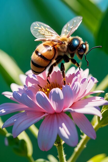 Photo les abeilles travailleuses recueillent le nectar sur les pétales de fleurs les abeilles aiment les pétales de fleurs fond d'écran