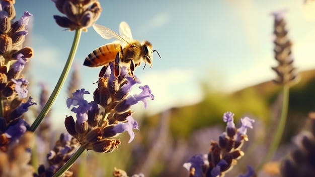 Les abeilles volent et recueillent le pollen du nectar.